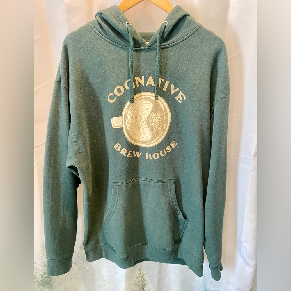 Cognitive MTB Brew House Forest Green Men's Hoodie with Coffee Graphic